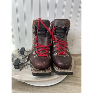Norrona Vintage 75mm Leather Telemark Ski Boots US 9 Rottefella Bindings Norway